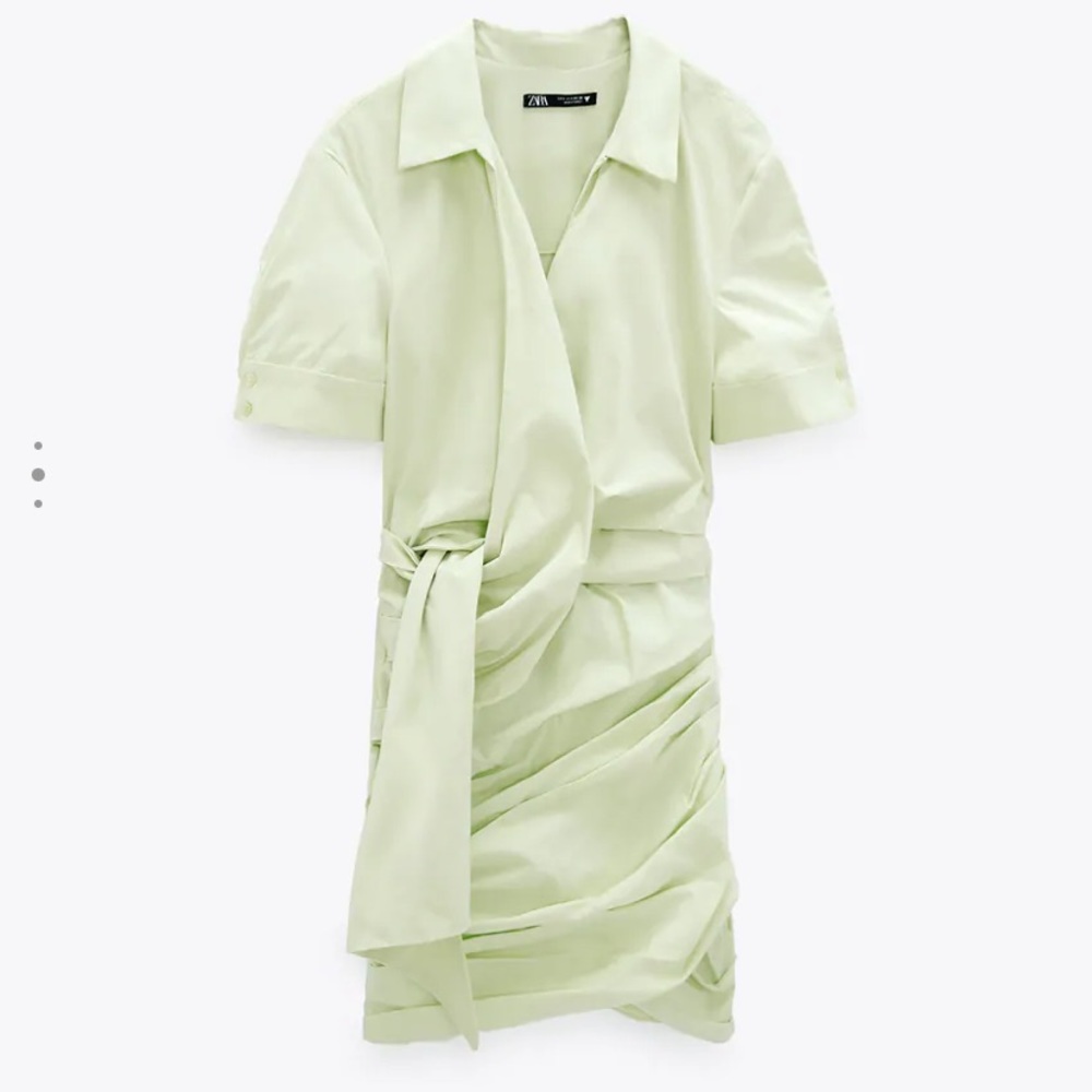 Zara Ruched Poplin Dress NWT